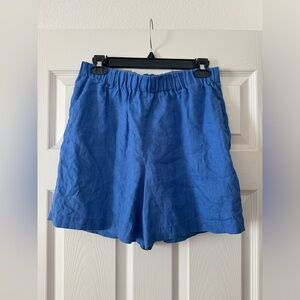 JOHNNY WAS Blue Linen Shorts Sz S